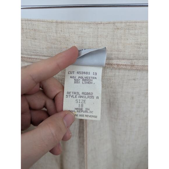Stephanie K Linen Blend Vest & Pants Set Size 18 XL VTG NWT Beige Outfit Y2K 90s - Picture 9 of 10